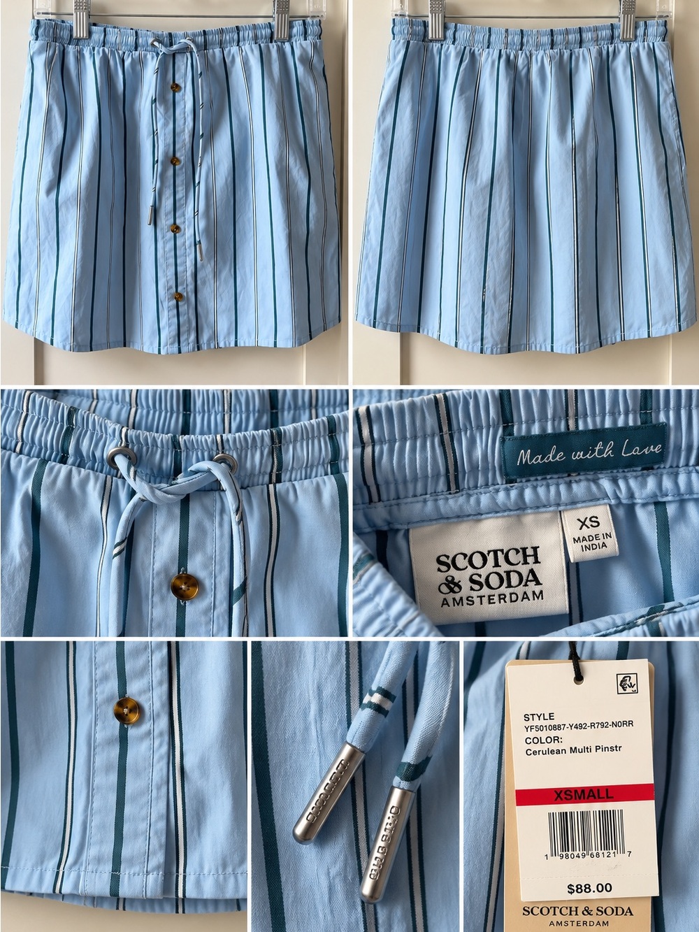 NWT Scotch & Soda Striped Blue Mini Skirt XS